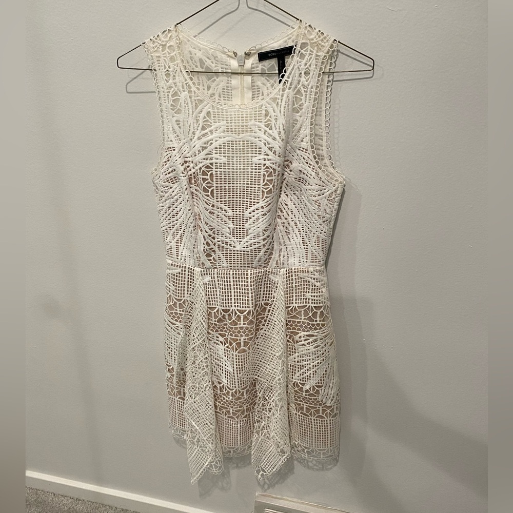 BCBGMAXAZRIA White Lace Mini Dress